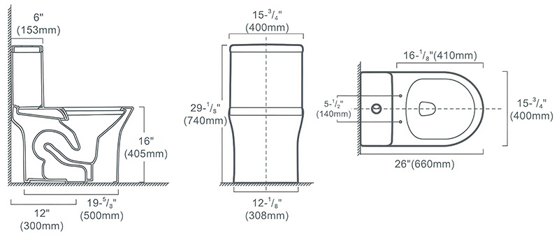 Twist-Vortex Flushing Elongated Toilets with 220/300mm Rough-in, Dual-flush - FL0008