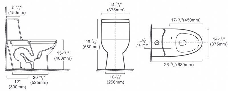 Traditional Trapway Elongated Toilets with 300mm Rough-in, Dual-flush - FL0006