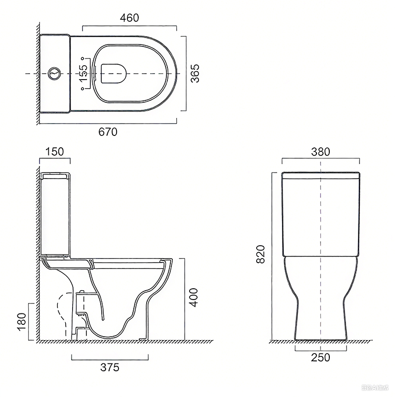 FRCL023R Two-Piece Toilet | Classic Round WC Pan