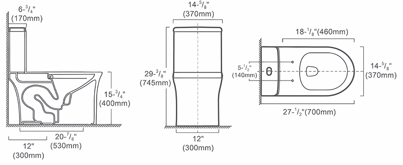 Smooth Rounded Edges One-piece Elongated Toilets with Siphonic Votex Flush - FL0012