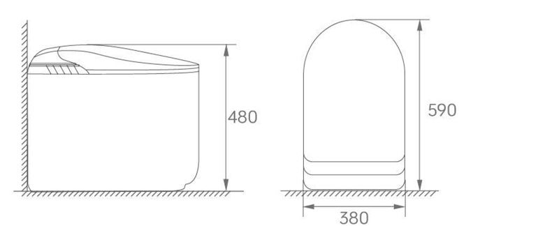 FRBKE80 Aesthetic Smart Toilet for Small Bathrooms with Heated Seat & Foot Flush