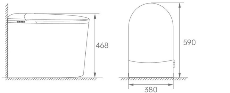 FRBKE81 Aesthetic Smart Toilet for Small Bathrooms with Hidden Digital Display