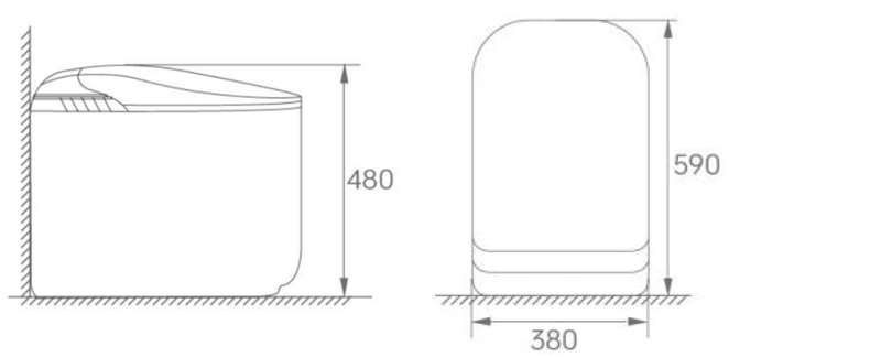FRBKE91 Small Smart Toilet for Low Ceiling Bathrooms, No Water Pressure Limit