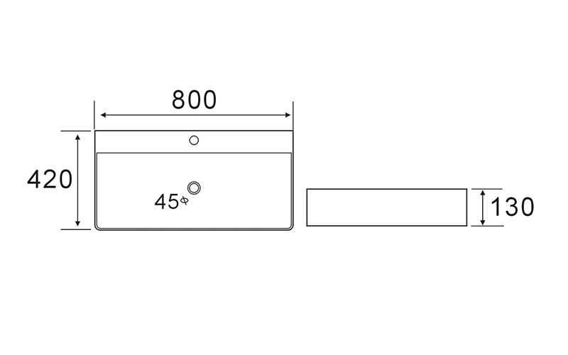FRWX043 Rectangular Ceramic Basin | Multi-Size with Faucet Hole