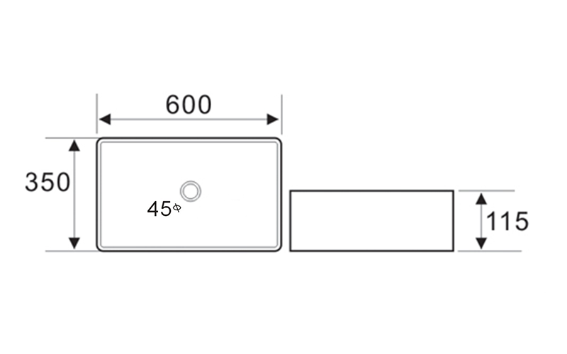 FRWX031 Thin-Edge Rectangular Ceramic Basin | Multi-Size for Hotel Projects