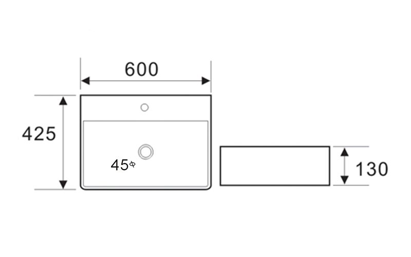 FRWX043 Rectangular Ceramic Basin | Multi-Size with Faucet Hole