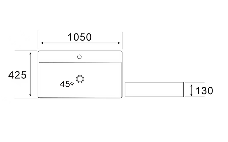 FRWX043 Rectangular Ceramic Basin | Multi-Size with Faucet Hole
