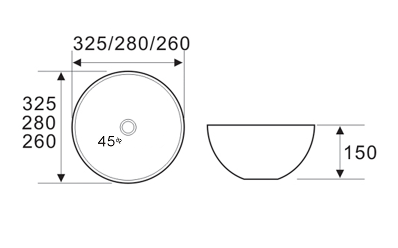 FRWX046 Round Ceramic Basin Series | Multi-Size from 260mm to 400mm