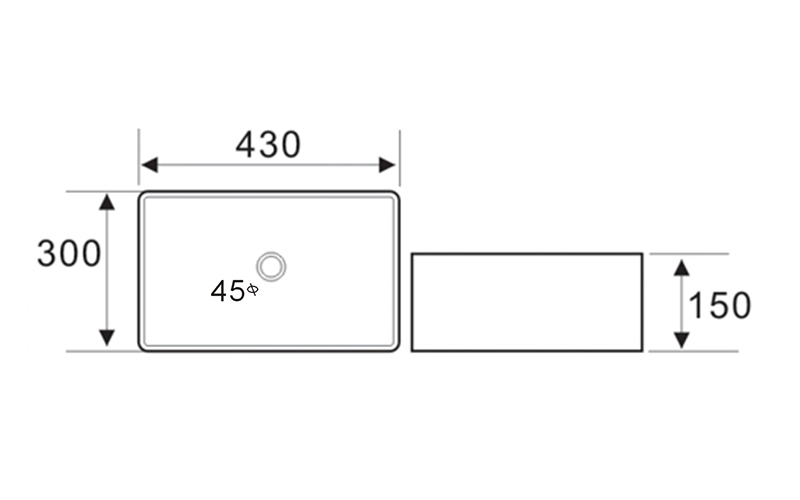FRWX052 Rectangular Ceramic Basin Series | 3 Sizes with Overflow