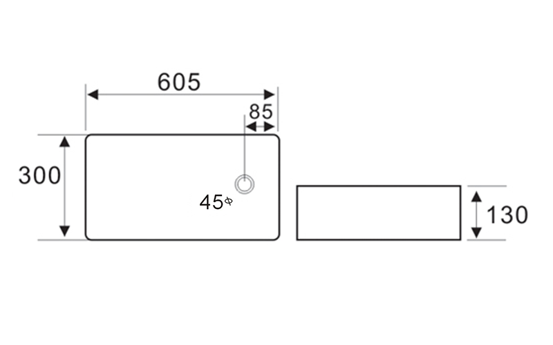 FRWX053 Rectangular Ceramic Basin | 2 Sizes for Narrow Vanities