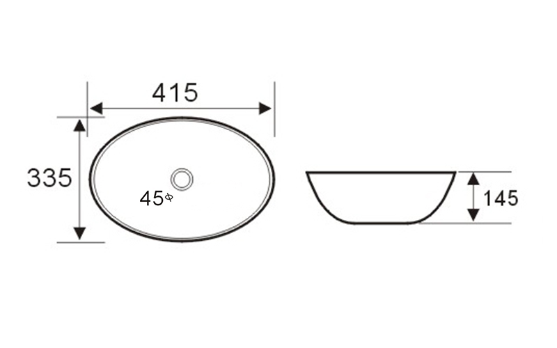 FRWX058 Oval Ceramic Art Basin | 415mm Elegant Vessel Sink
