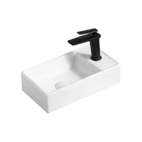 FRWX057 Compact Ceramic Basin | 420mm Slim Vessel Sink with Faucet Deck