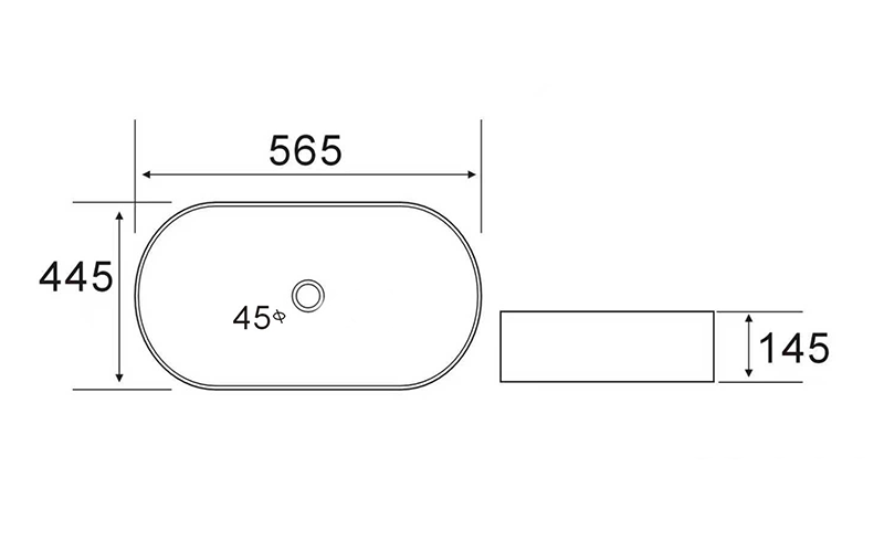 FRWX091 Racetrack Oval Ceramic Basin Series | 3 Sizes Slim Vessel Sink