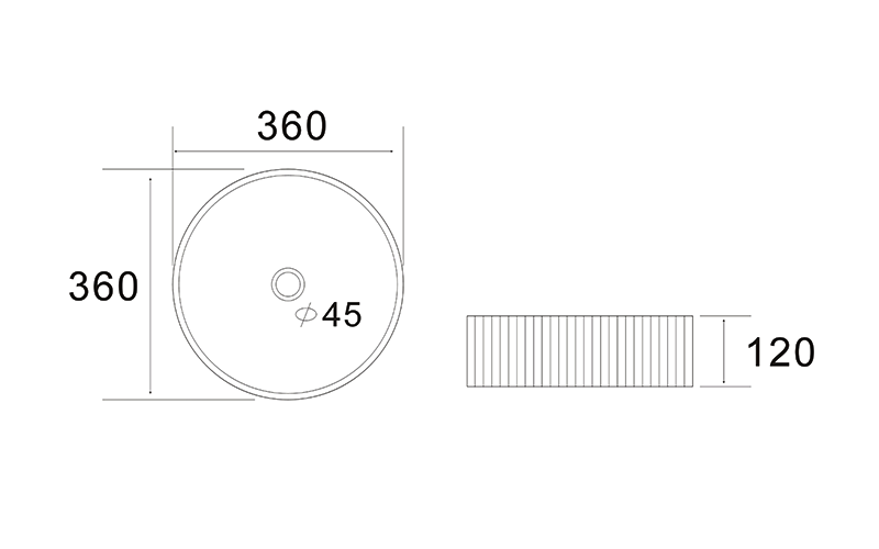 FRWX044 Ribbed Round Ceramic Basin | 2 Sizes Textured Vessel Sink