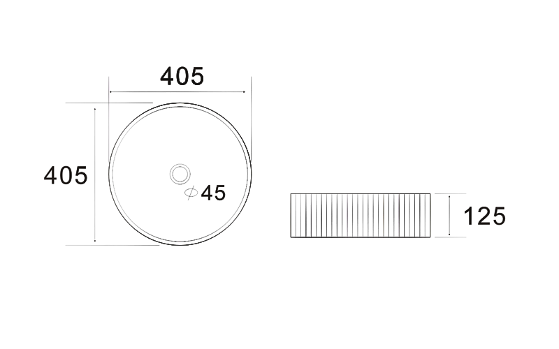 FRWX044 Ribbed Round Ceramic Basin | 2 Sizes Textured Vessel Sink
