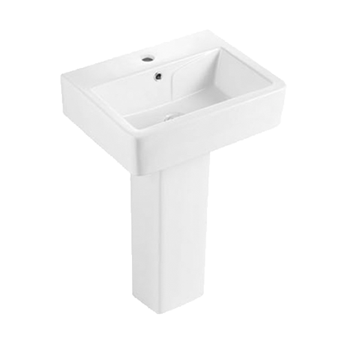FRNB101Z Modern Rectangular Pedestal Basin - 530mm Floor-Standing Ceramic Sink