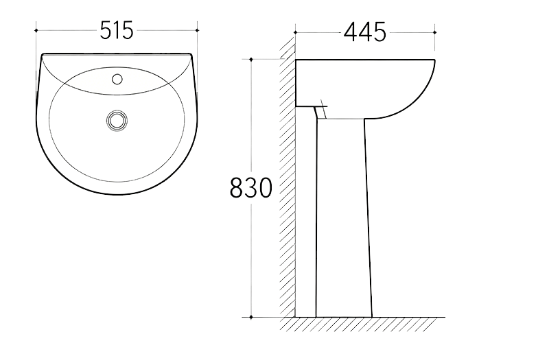 FRNB203Z Compact Semi-Circular Pedestal Basin - 515mm