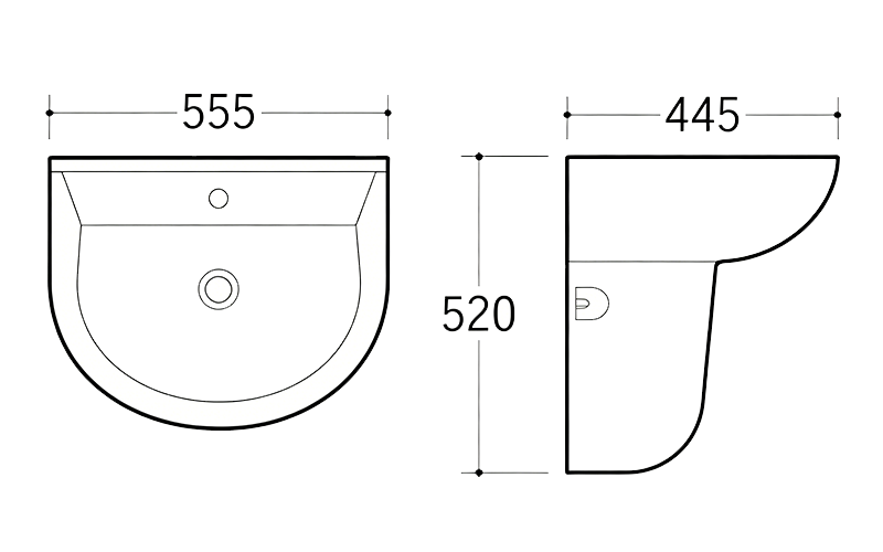 FRNB204 D-Shape Wall-Hung Basin - 555mm FRNB204 D-Shape Wall-Hung Basin - 555mm