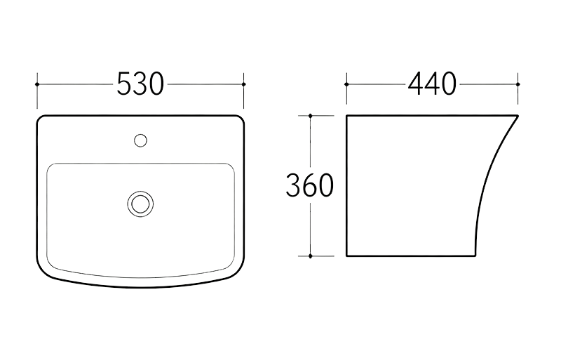 FRNB207 Wall-Hung Basin With Rounded Front - 530mm FRNB207 Wall-Hung Basin With Rounded Front - 530mm