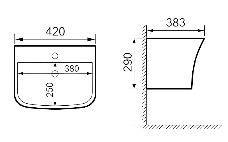FRNB209 Compact Wall-Hung Basin - 420mm FRNB209 Compact Wall-Hung Basin - 420mm