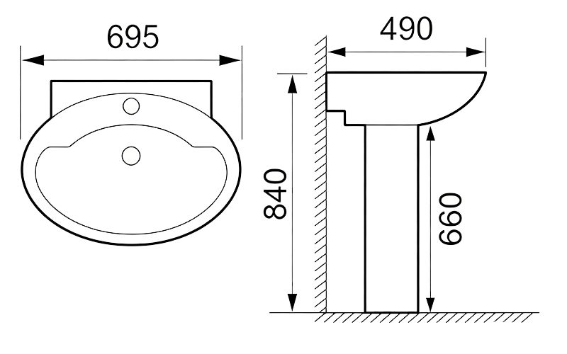 FRNB214Z Large Oval Pedestal Basin - 695mm FRNB214Z Large Oval Pedestal Basin - 695mm