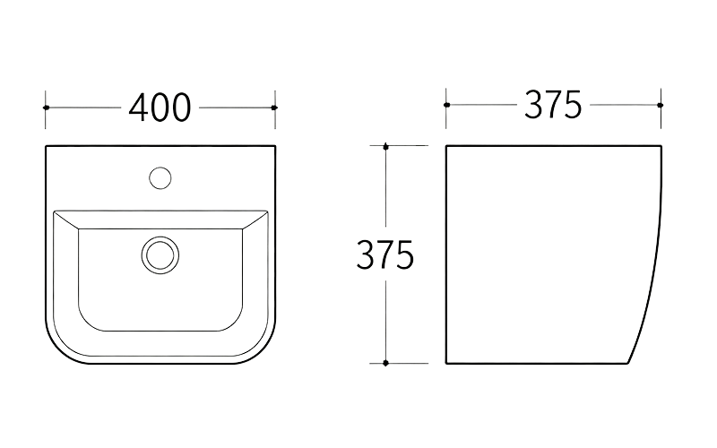 FRNB246 Compact Mini Wall-Hung Basin - 400mm FRNB246 Compact Mini Wall-Hung Basin - 400mm
