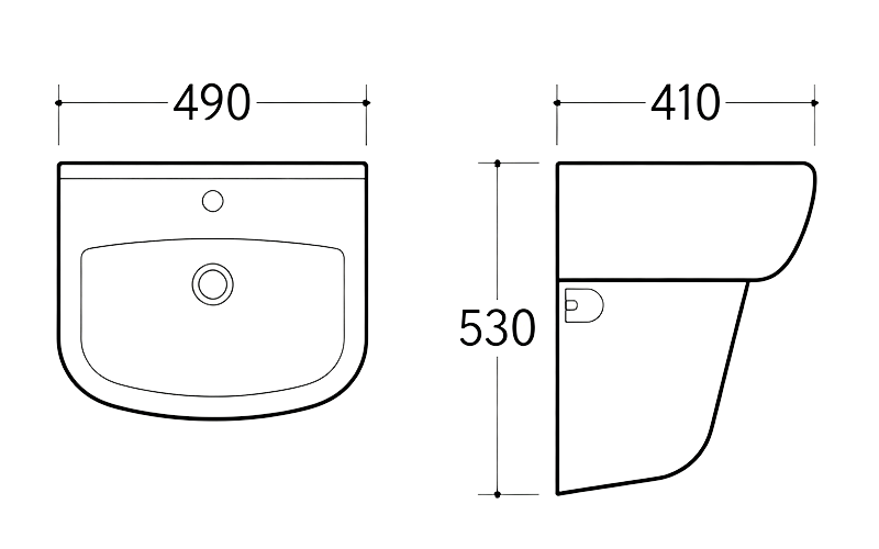 FRNB509 Semi-Circular Wall-Hung Basin With Semi-Pedestal - 490mm