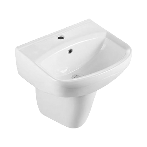 FRNB510 Compact Semi-Circular Wall-Hung Basin With Semi-Pedestal - 405mm