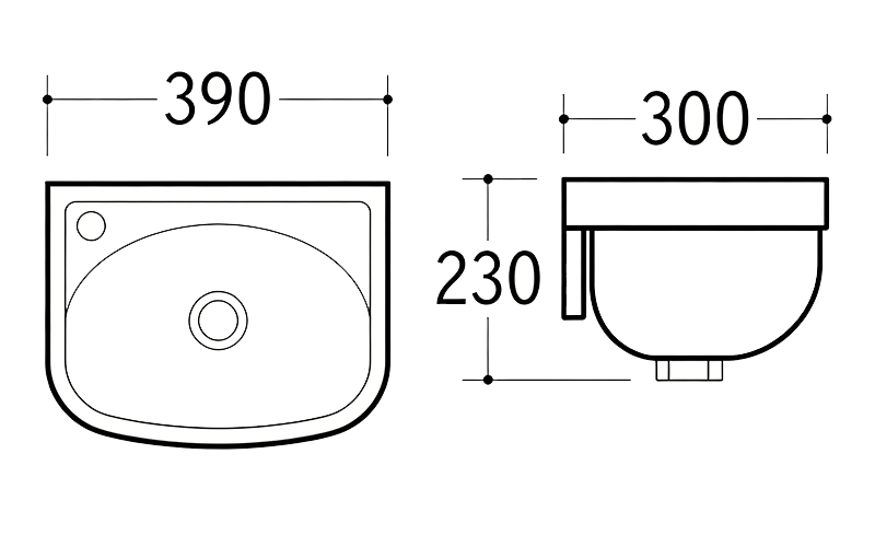 FRNB513 Compact Wall-Hung Basin - 390mm FRNB513 Compact Wall-Hung Basin - 390mm
