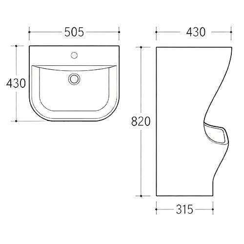 FRNB282 Curved Wudu Basin | Muslim Ablution Sink, Hand & Foot Wash