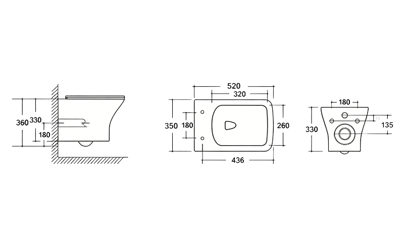 FRHB2302 Wall Hung Toilet | Square Modern WC Pan FRHB2302 Wall Hung Toilet | Square Modern WC Pan