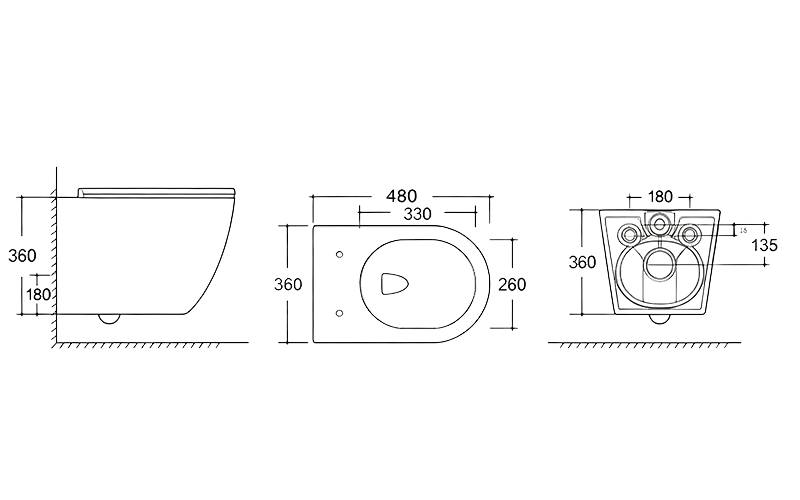 FRHB2481 Wall Hung Toilet | Modern Oval Ceramic WC Pan