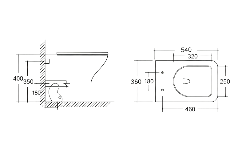FRHB3302 Back To Wall Toilet | Square Modern WC Pan