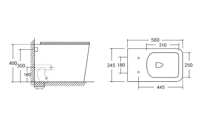 FRHB3303 Back To Wall Toilet | Modern Square WC Pan