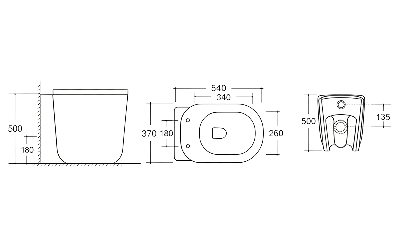 FRHB3388 Back To Wall Toilet | Modern Rounded WC Pan
