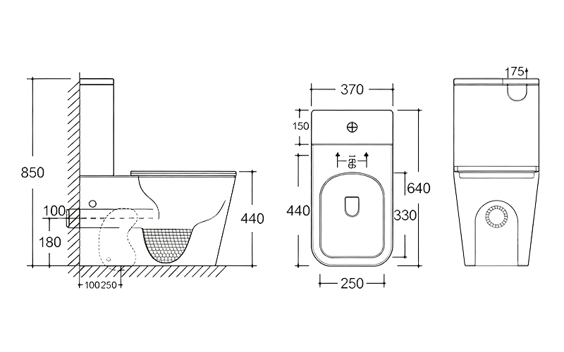 FRHB8303 Two-Piece Toilet | Modern Soft Square WC FRHB8303 Two-Piece Toilet | Modern Soft Square WC