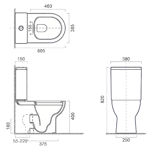 FRCL023B Two-Piece Toilet | Modern Rounded WC Pan FRCL023B Two-Piece Toilet | Modern Rounded WC Pan