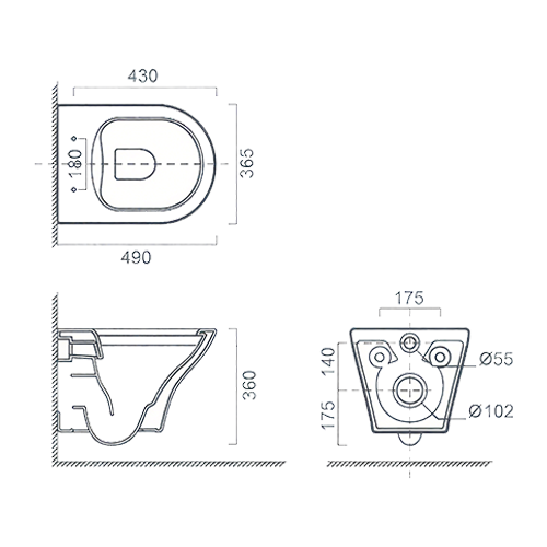 FRCL342 Wall Hung Toilet | Modern Rounded WC Pan FRCL342 Wall Hung Toilet | Modern Rounded WC Pan