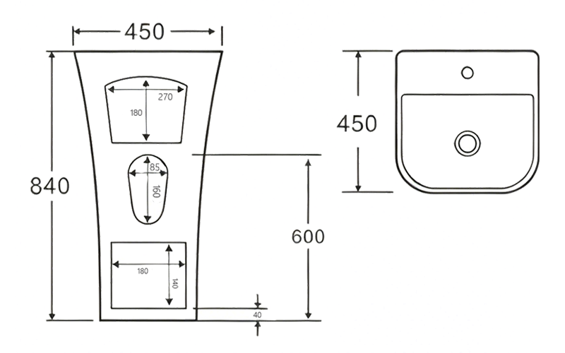 FRPL9017 Aesthetic Floor-Standing Sink for Hotel & Luxury Bathrooms