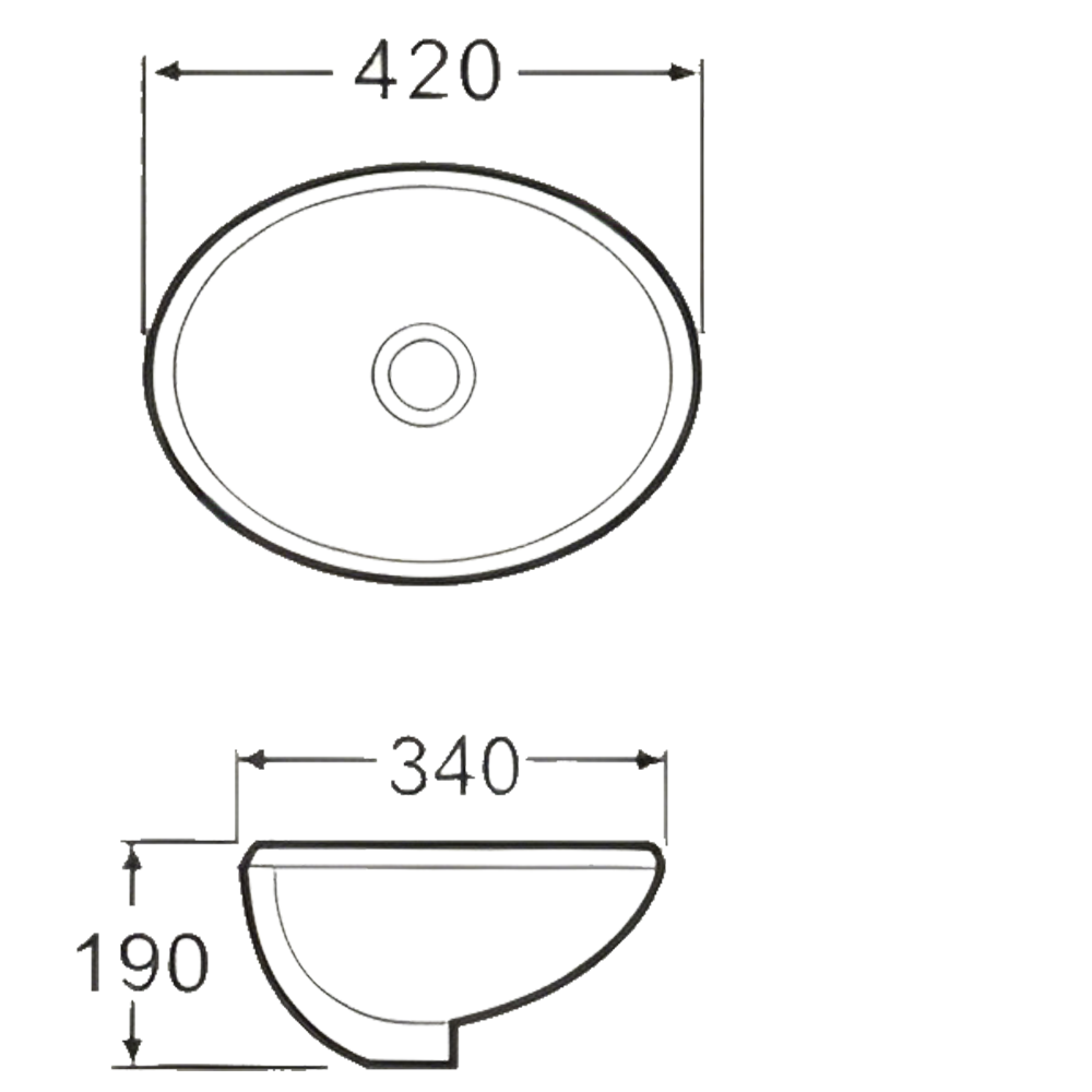 FRPL016 Compact 420mm Undermount Wash Basin for Hotel & Residential Use