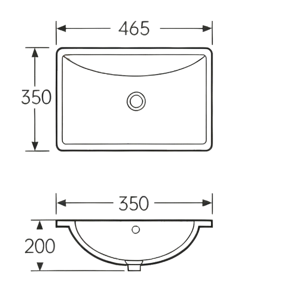 FRPL108A Rectangular Undermount Bathroom Basin | Modern 465×350mm Sink FRPL108A Rectangular Undermount Bathroom Basin | Modern 465×350mm Sink