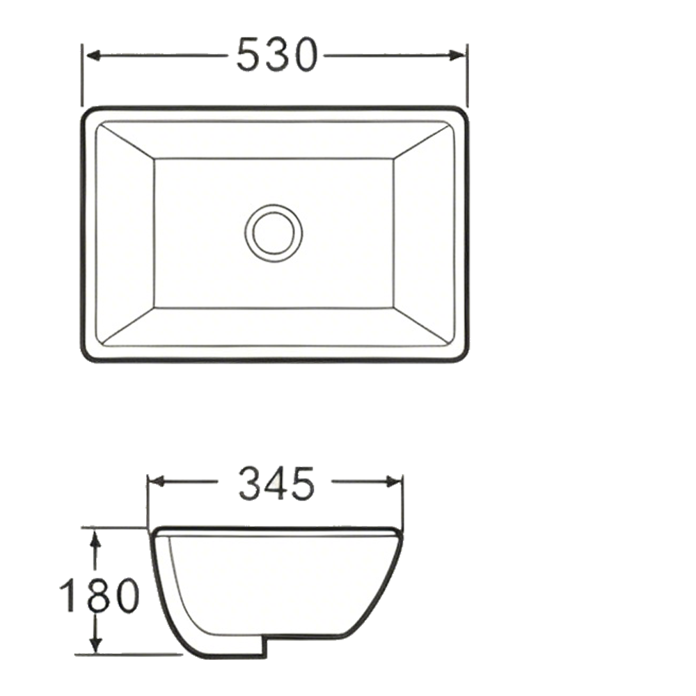 FRPL200 Large Rectangular Undermount Sink | 530mm Modern Bathroom Basin FRPL200 Large Rectangular Undermount Sink | 530mm Modern Bathroom Basin