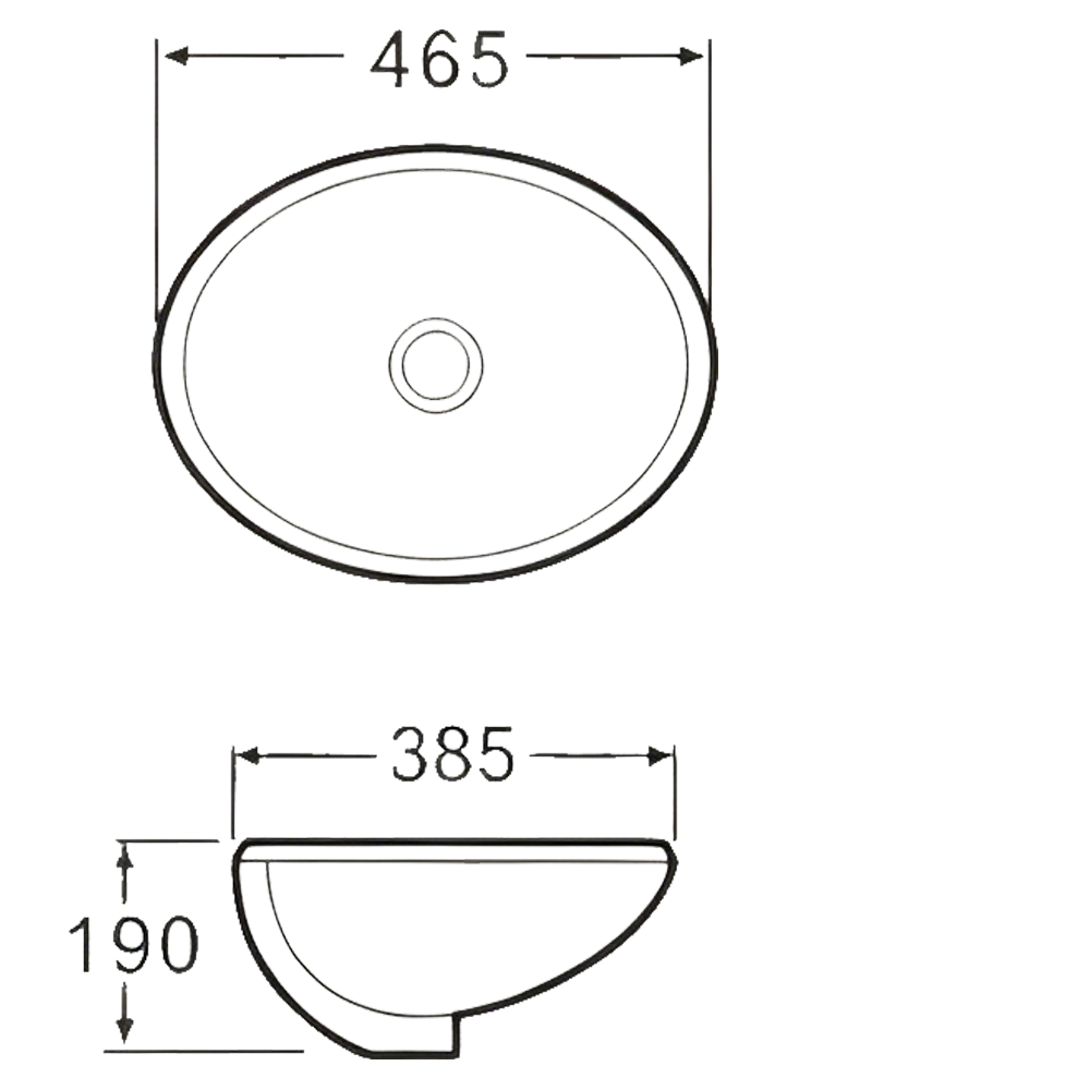 FRPL518 Medium-Sized Oval Undermount Sink for levelling bathroom worktops FRPL518 Medium-Sized Oval Undermount Sink for levelling bathroom worktops