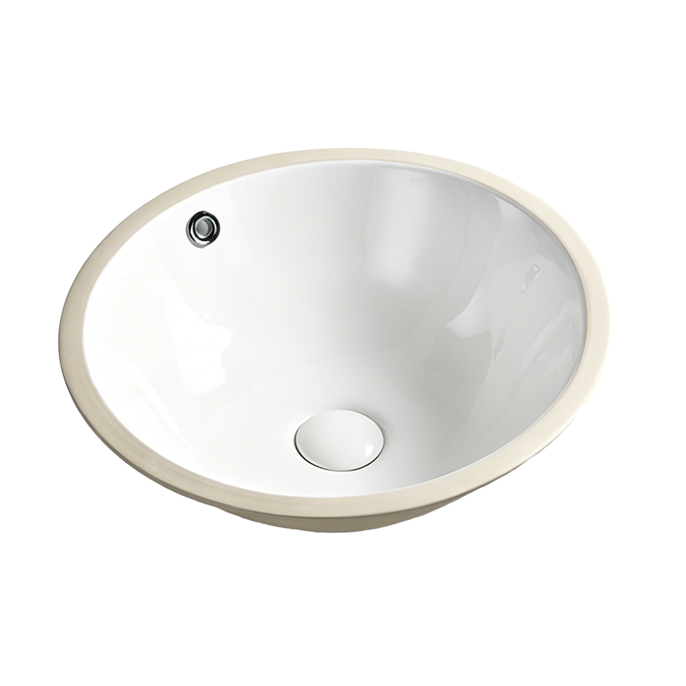 FRPL924A Wide-Rim Round Undermount Sink with Overflow for Small Bathrooms