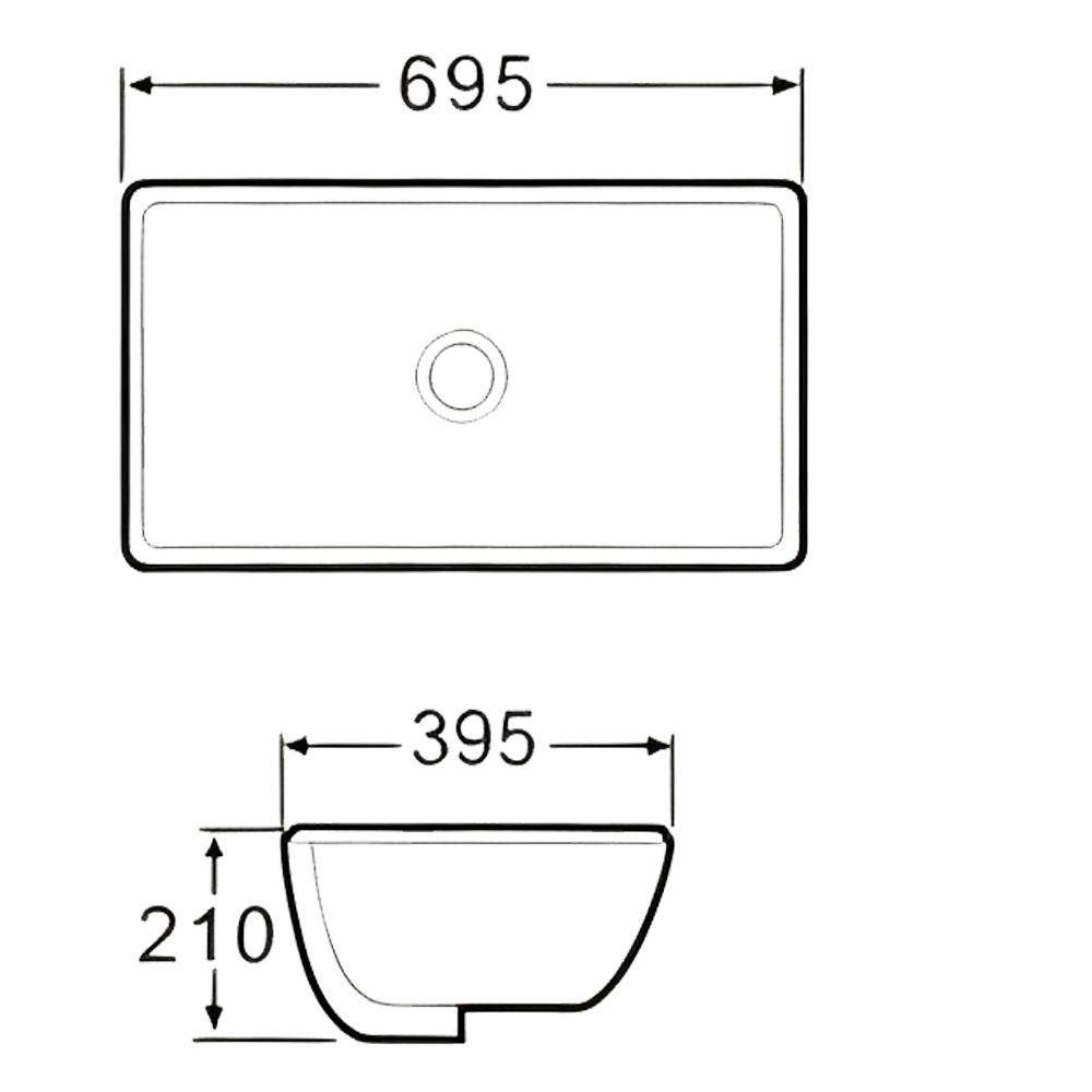 FRPL933 695mm Spacious Undermount Sink for Master Bathroom & Hotel Suites