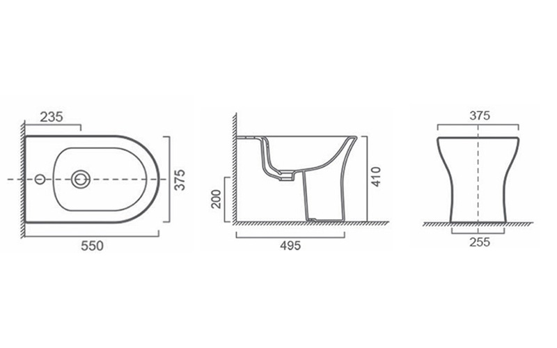 FR64103 Wall Hung Bidet | Curved Modern SanitaryWare FR64103 Wall Hung Bidet | Curved Modern SanitaryWare