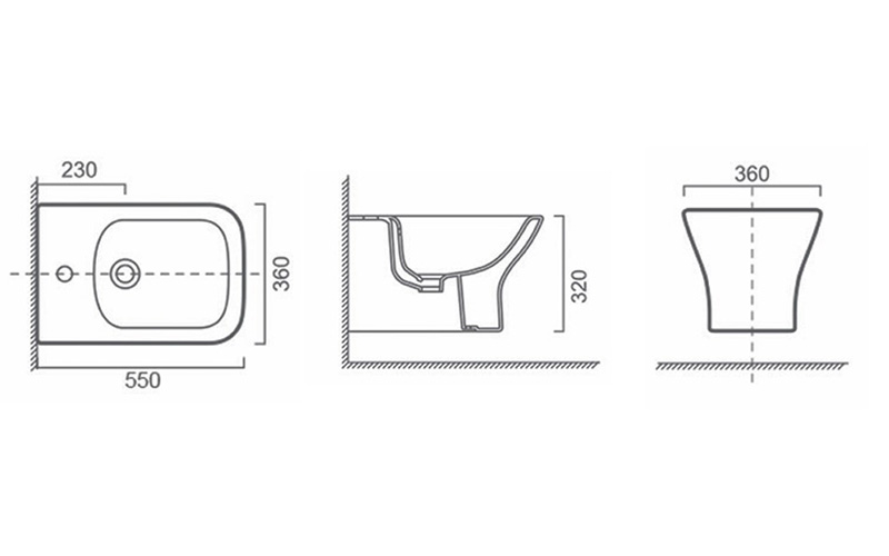 FR54104 Wall Hung Bidet | Square Modern SanitaryWare FR54104 Wall Hung Bidet | Square Modern SanitaryWare