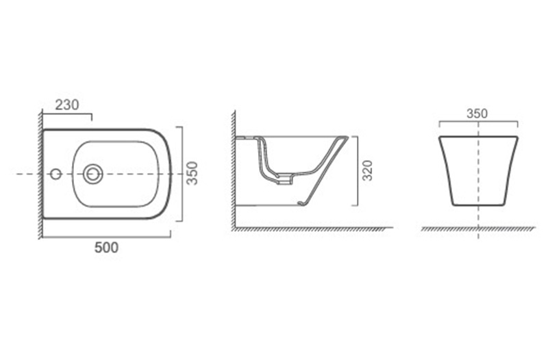 FR51005 Wall Hung Bidet | Square Modern SanitaryWare FR51005 Wall Hung Bidet | Square Modern SanitaryWare