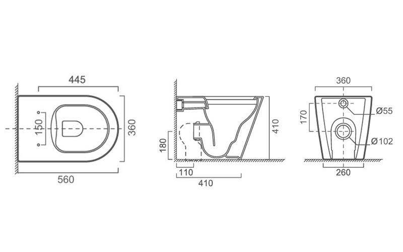 FR44106 Floor Standing Toilet | Modern Oval Ceramic WC Pan